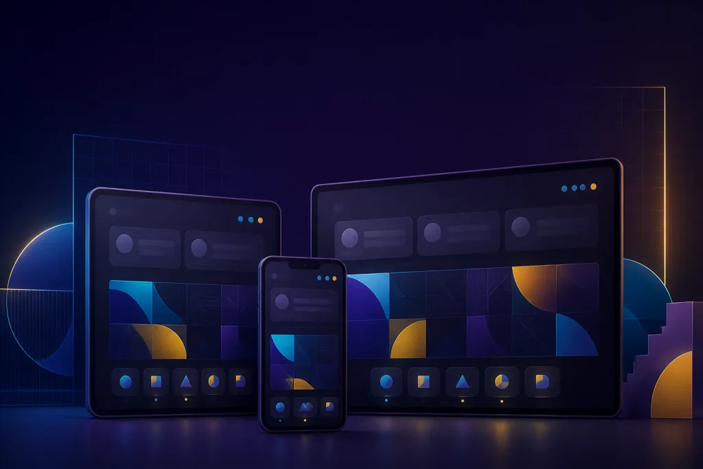 Navegação da 98a organizada em celular, tablet e computador